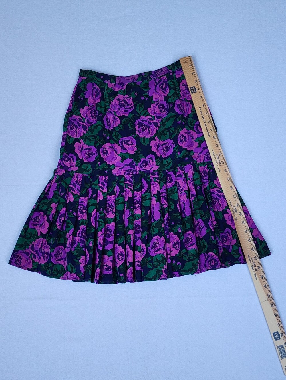 Vintage 90s Silk Floral Drop Waist Skirt Purple Rose Grunge Cottagecore Petite 8 - Picture 3 of 6